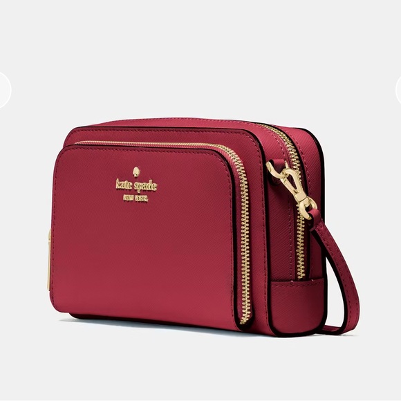 Kate Spade Staci Mini Dual Zip Around Crossbody Red Jam - Picture 13 of 16